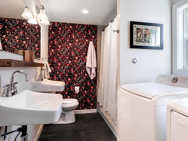 Bathroom double sink with W/D