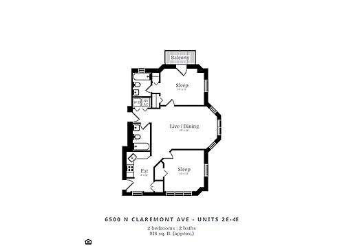 Floor plan 2 Bedroom | 2 Bath (C2)