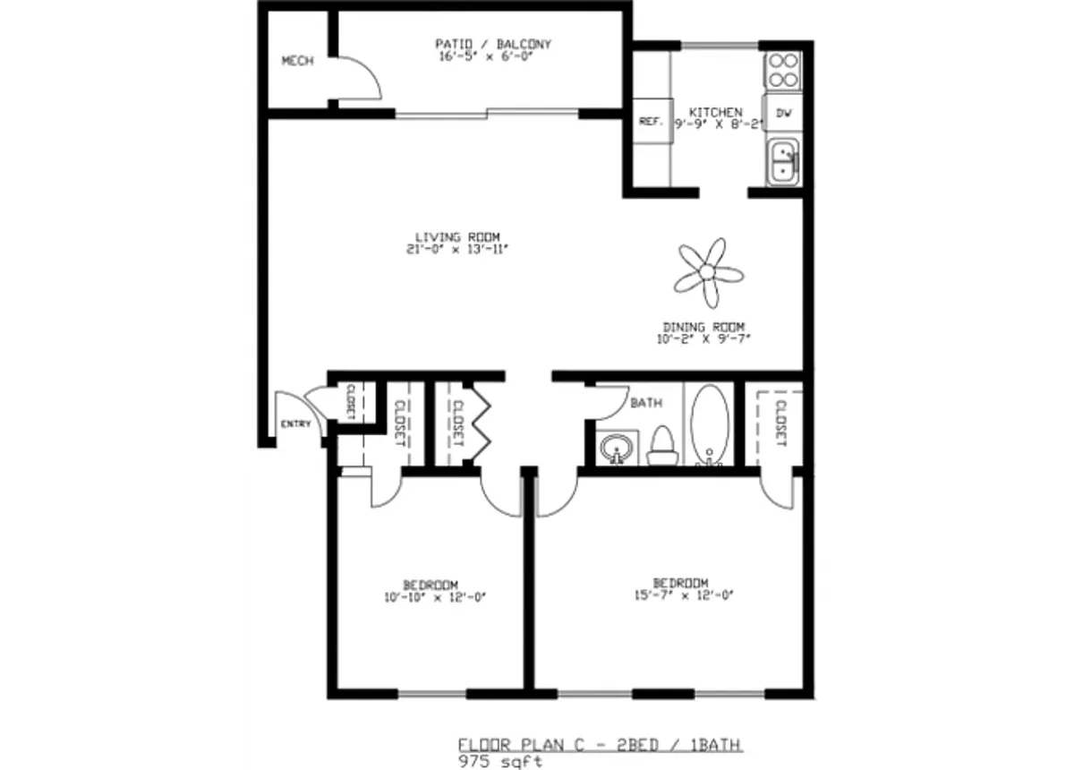 Floor plan TWO BEDROOM