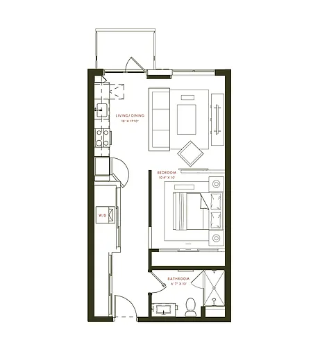 Floor plan Jr. One Bedroom/Balcony