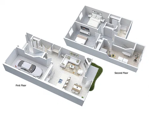 Floor plan 2 Bedroom - 1.5 Bath Townhouse