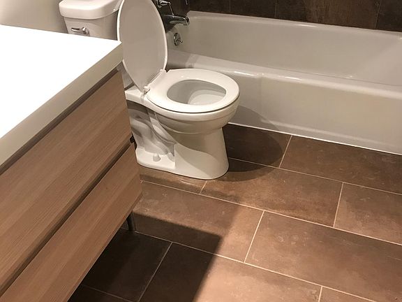 Newer bathroom remodel. Tile.