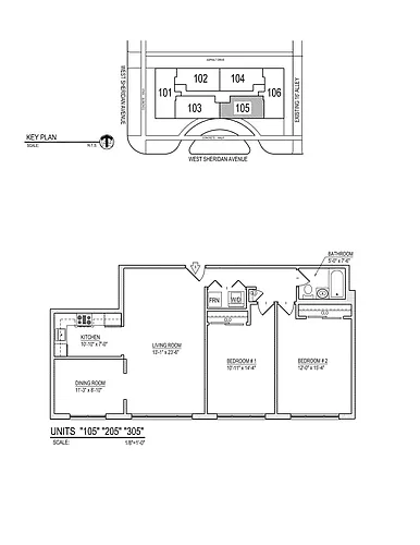 Floor plan Two Bedroom, One Bath