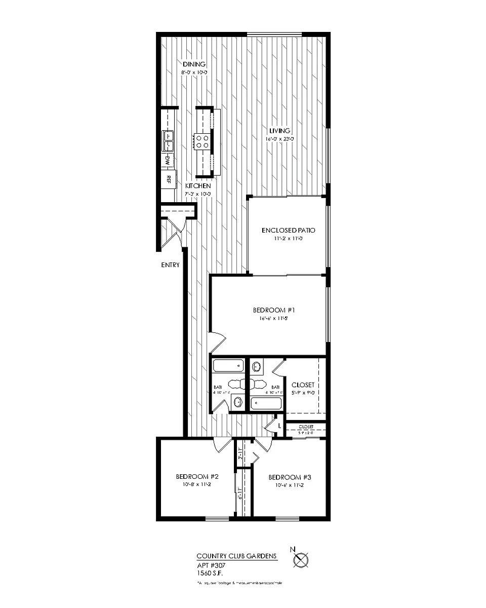 Floor plan 3 Bedroom, 2 Bathroom