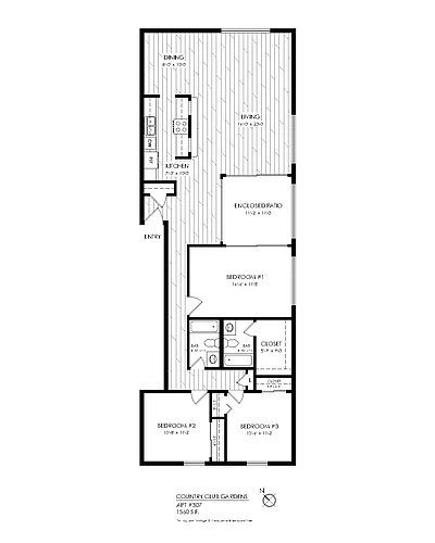 Floor plan 3 Bedroom, 2 Bathroom