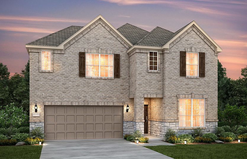 The San Marcos, a 2-story new construction home with shutters, shown with Home Exterior B