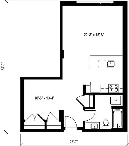 Floor plan 1 Bed/1 Bath Open-A25.1