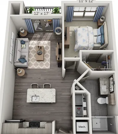 Floor plans are artist's rendering. All dimensions are approximate. Actual product and specifications may vary in dimension or detail. Not all features are available in every apartment. Prices and availability are subject to change. Floor plans are artist