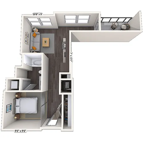 Floor plan Studio 0x1 555 SF