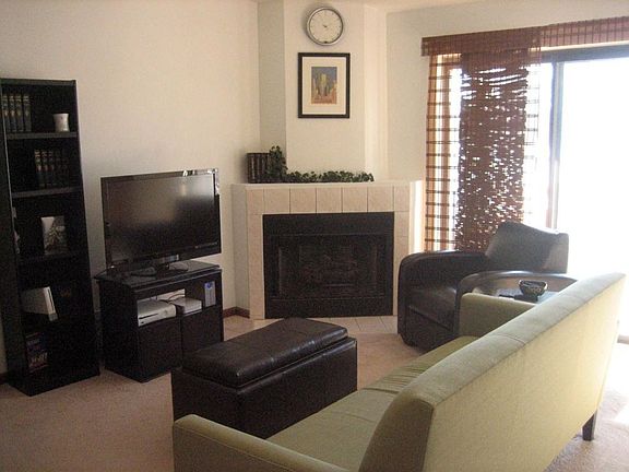 Front room with fireplace.