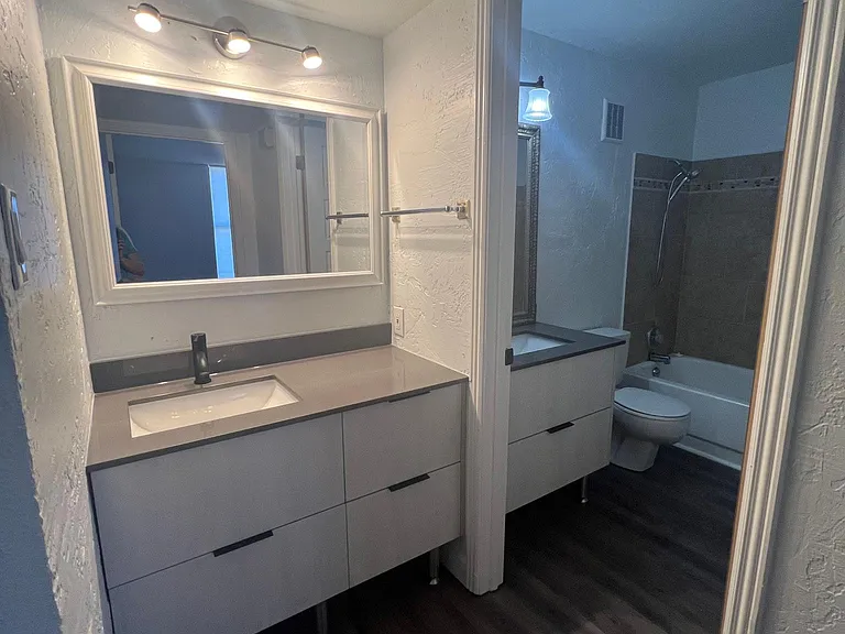 Bonus sink and vanity with tons of room and storage.