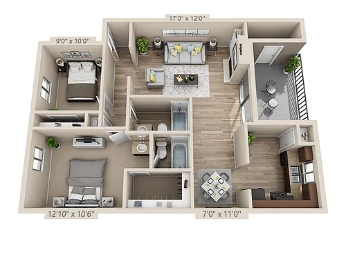Floor plan Two Bedroom B2BCT