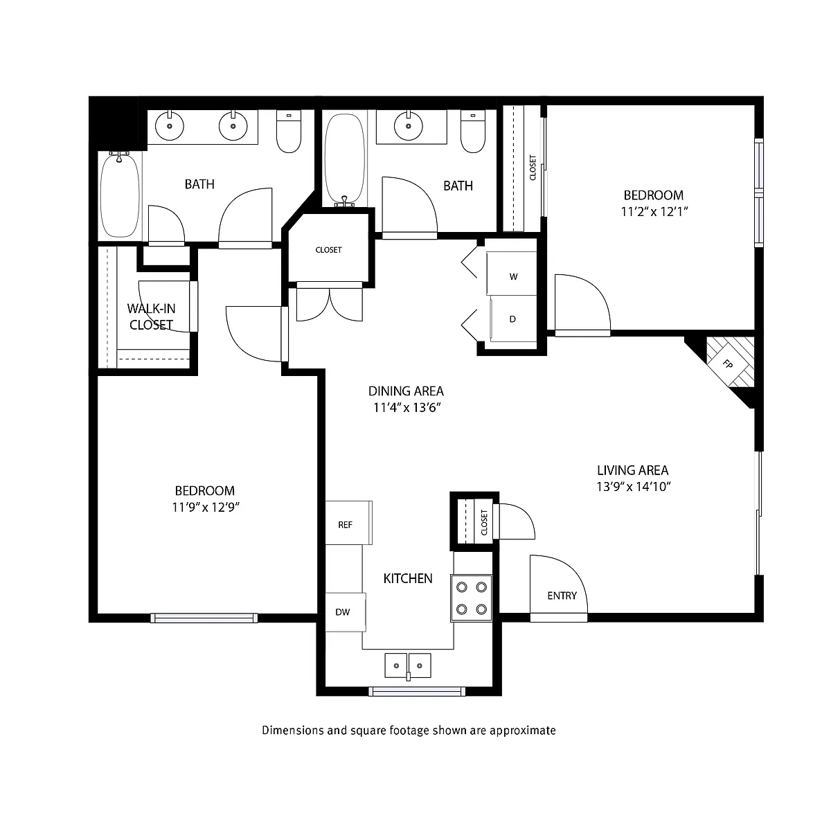 Floor plan 2 Bedroom / 2 Bath