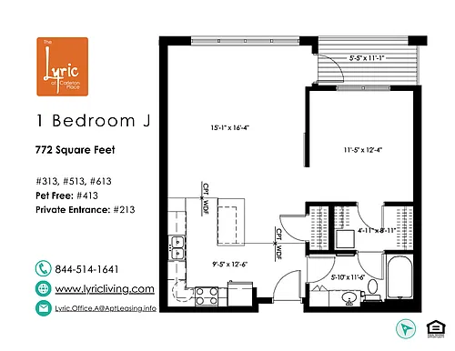 Floor plan 1 Bedroom J