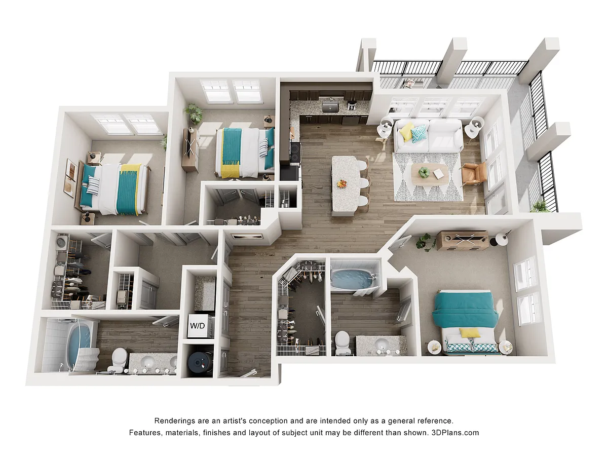Floor plan C1 - Three Bedroom, Two Bathroom