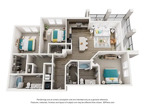 Floor plan C1 - Three Bedroom, Two Bathroom