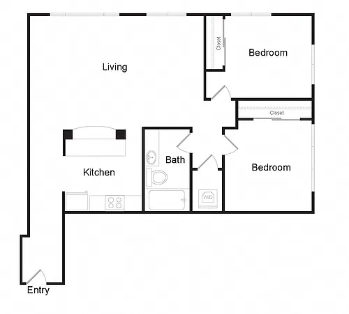 Floor plan 2 Bed 1 Bath A