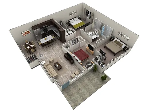 Floor plan 3 BR Grand Courtyard