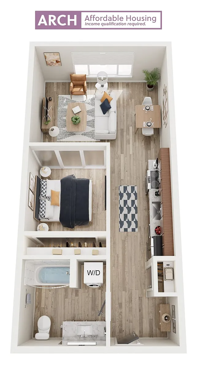 Floor plan U1 Affordable Urban One Bedroom