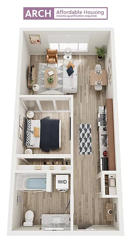 Floor plan U1 Affordable Urban One Bedroom