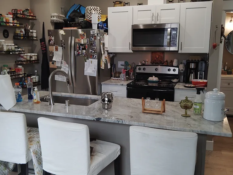 All stainless steel appliances included - refrigerator, dishwasher, oven/range, microwave, garbage disposal, too