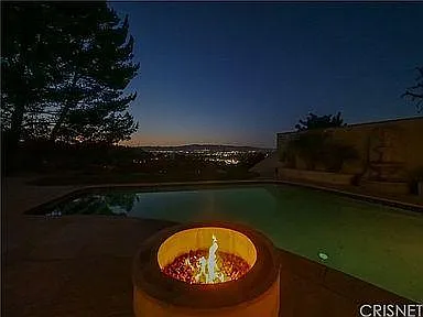 night fire pit and pool