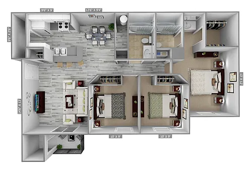 Floor plan 3 Bedrooms | 2 Bathrooms