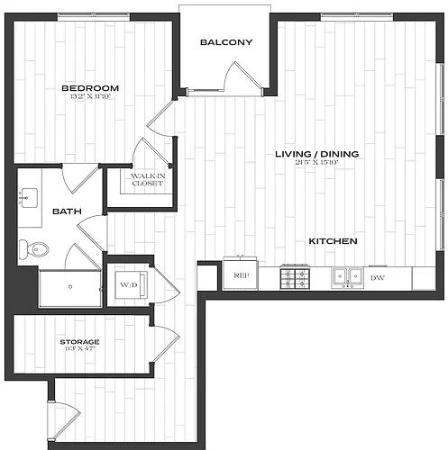 Floor plan 1 Bed/1 Bath-A11