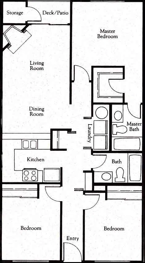 Floor plan Updated Three Bedroom Two Bathroom