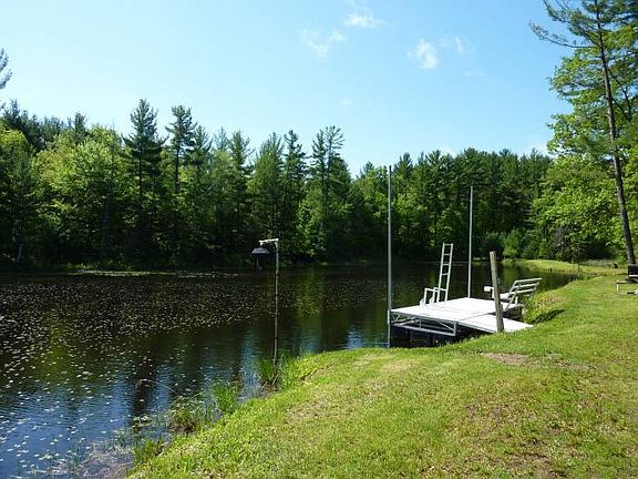 Pond with deck
