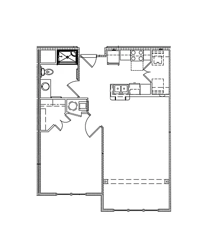 Floor plan 1 Bedroom 50%