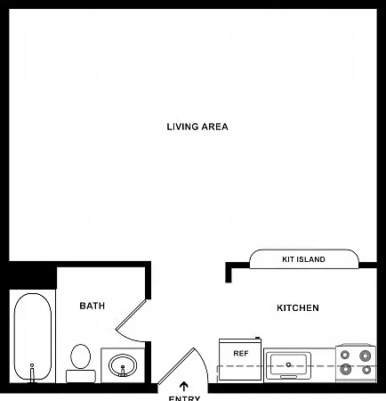 410 sq ft Studio Standard Floorplan 410 sq ft Studio Standard Floorplan