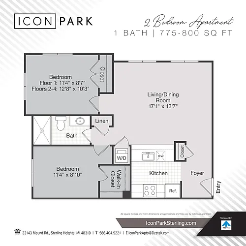 Floor plan 2 Bedroom Apartment
