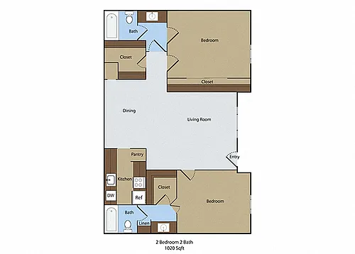 Floor plan 2 BR 2 BA