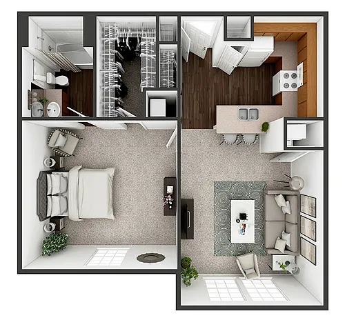 Floor plan BDP 1x1 60