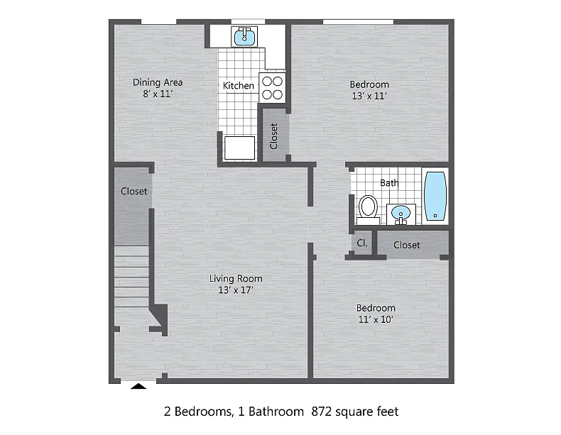 Floor plan 2BR/1BA