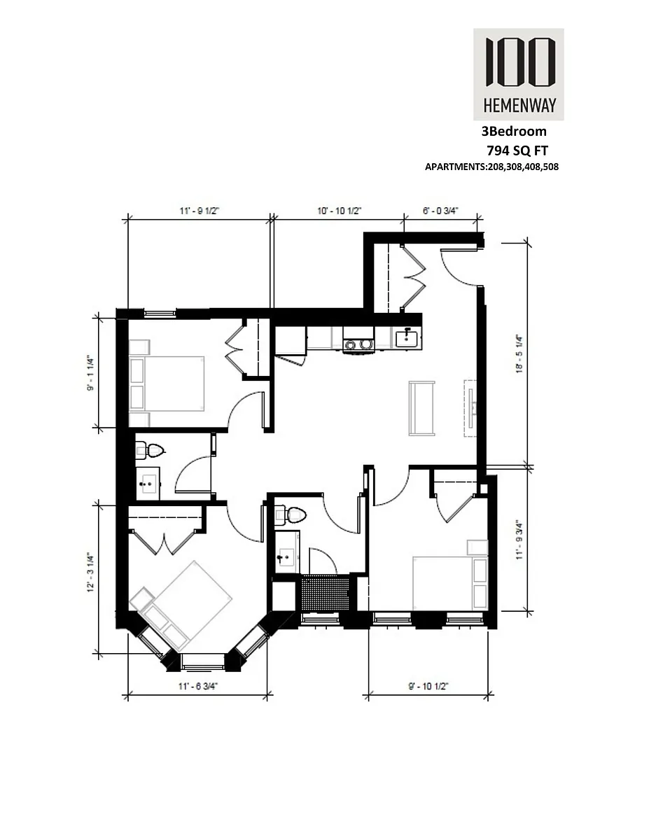 Floor plan 3 Bedroom 08 Stack
