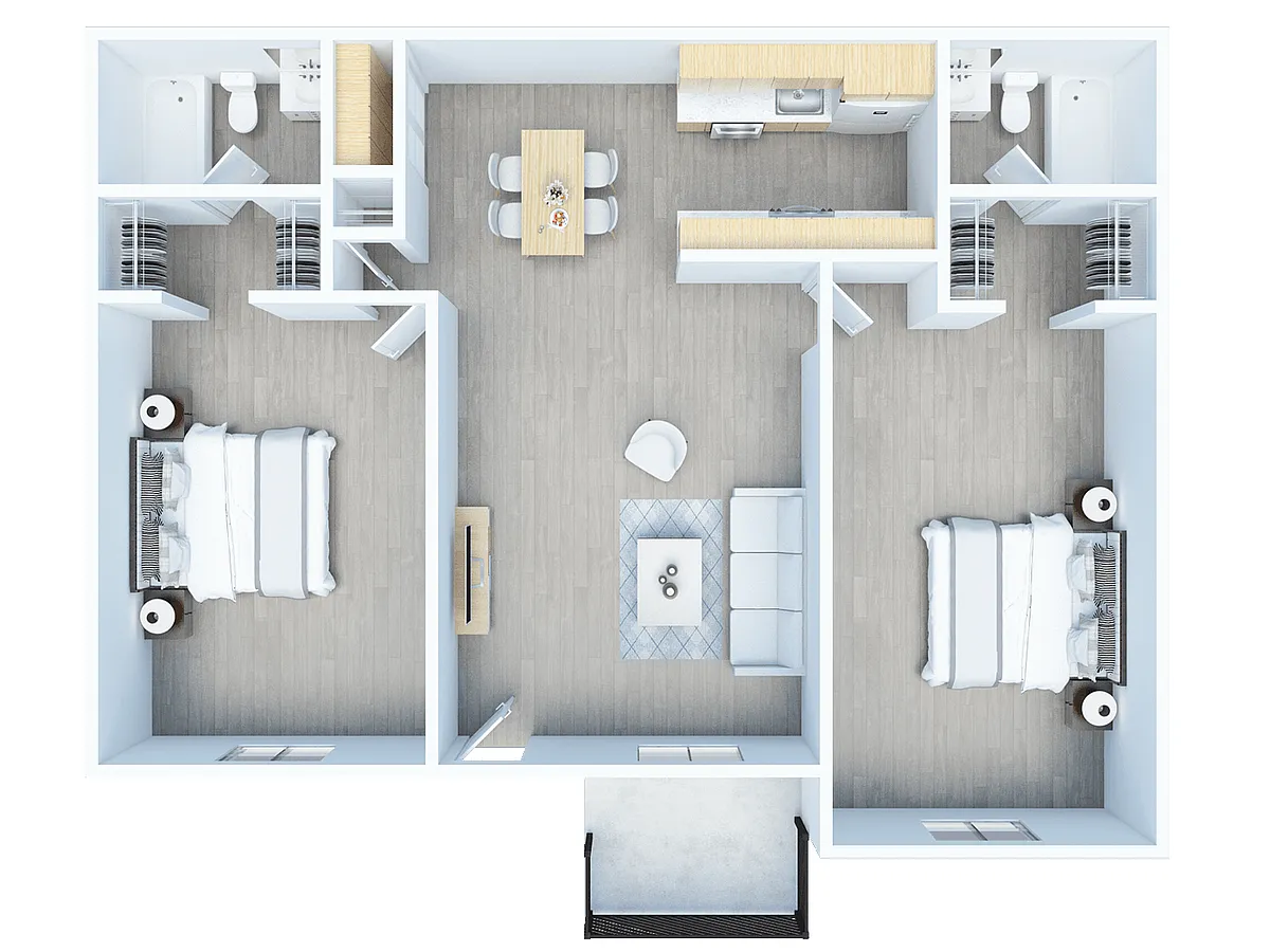 Floor plan Two Bed Two Bath