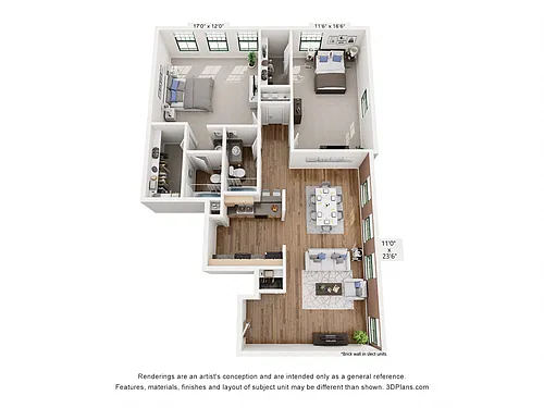 Floor plan Two Bedroom Two Bath C