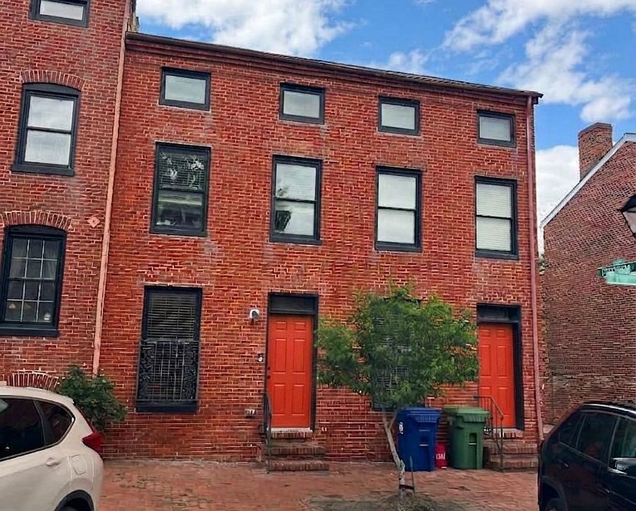Front of the house.
The double-wide rowhouse is indicated by orange doors