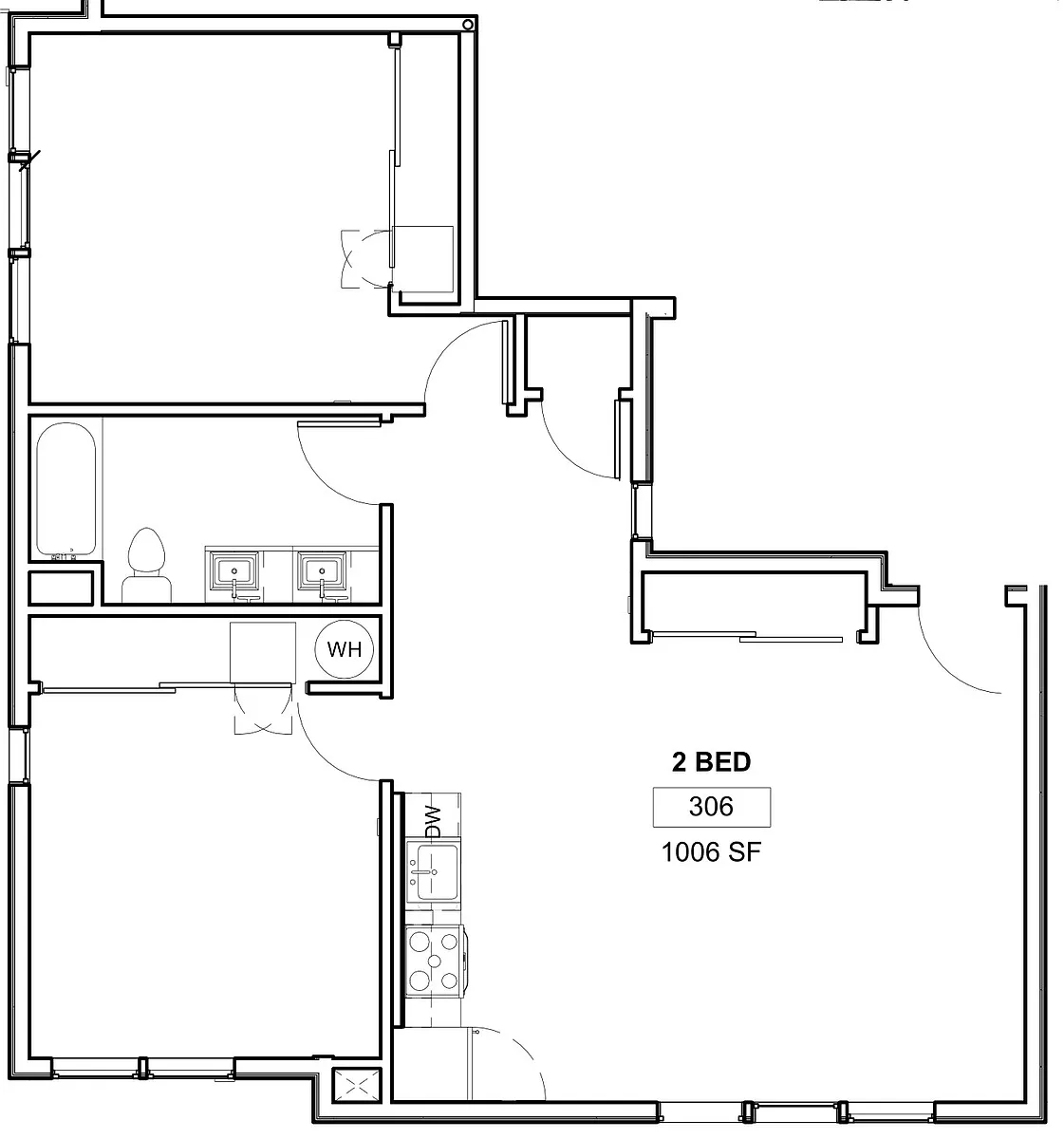 Floor plan 2bd 1ba S