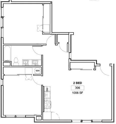 Floor plan 2bd 1ba S