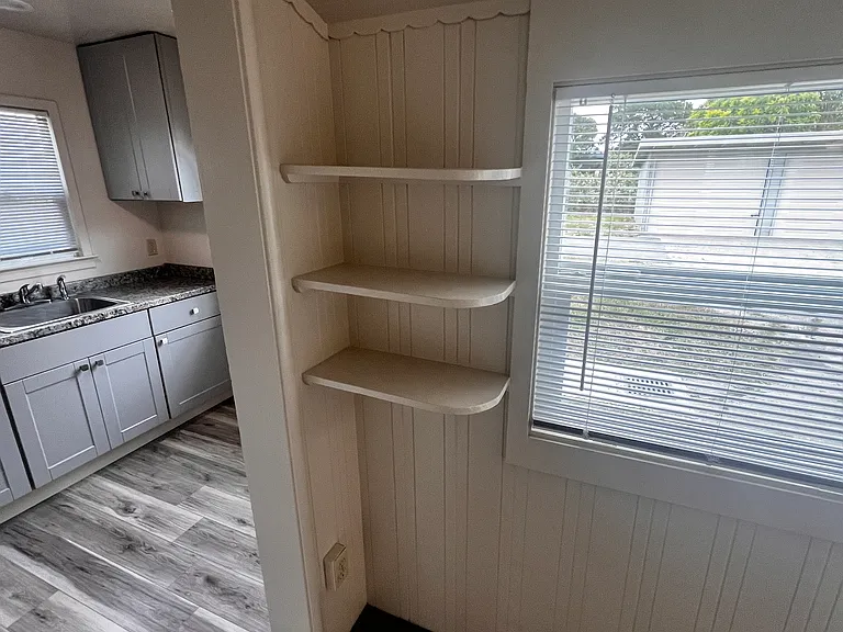 Built-in book shelf in main living area