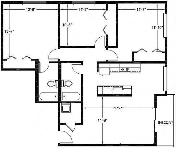 Floor plan 3 Bed 2 Bath