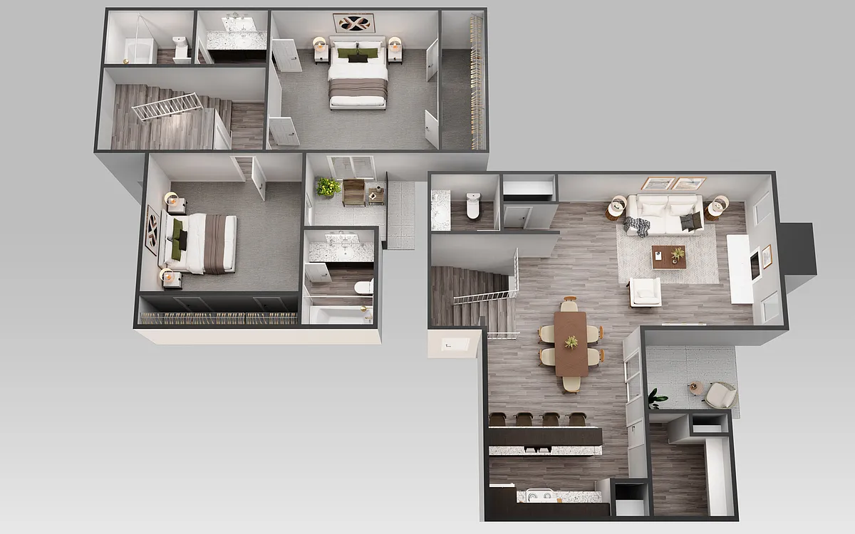Floor plan Upgraded- 2 Bedroom 2.5 Bath