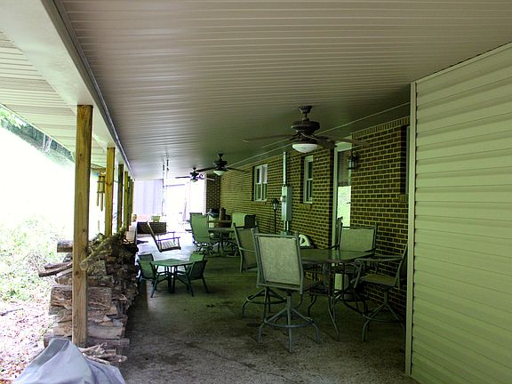 Covered back patio with fans