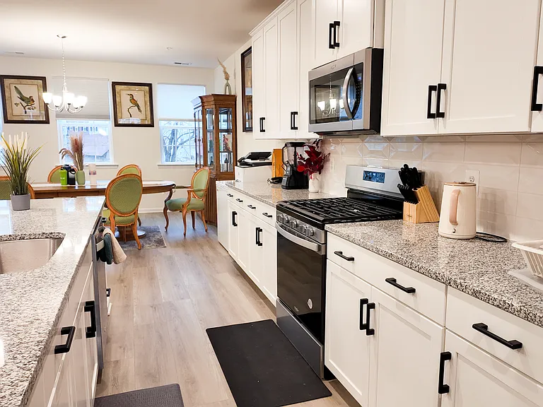 gas stove in spacious kitchen