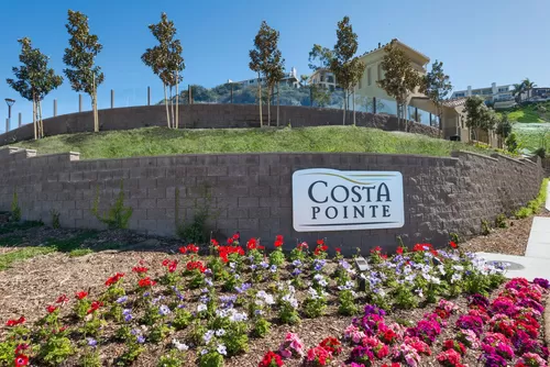 Costa Pointe enterance garden and sign in the La Costa area of Carlsbad, California. - Costa Pointe