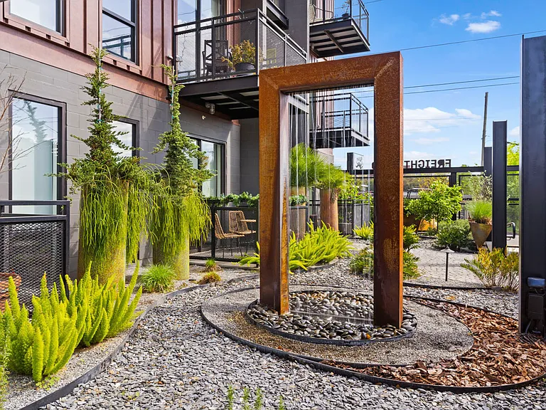 Enjoy time portal vibes from the huge water feature that provides a soothing rainfall soundtrack.