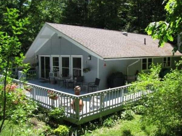 Front view and Deck from woods